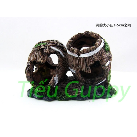 Mô Hình Thùng Gỗ Bể - Trang trí Hồ Cá, Tạo tiểu cảnh, Hang ẩn nấp, trú ẩn cho cá cảnh