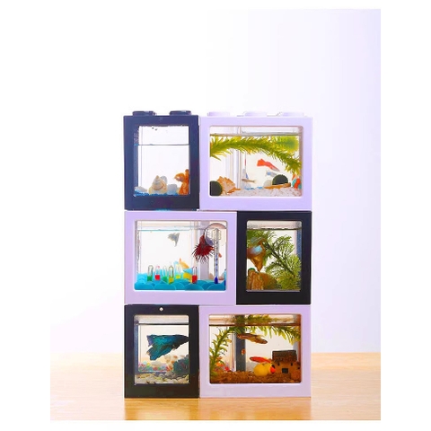 Hồ Cá Lego - Hộp Nhựa Lắp Ráp Có Thể Trang Trí Bàn Học, Bàn Làm Việc