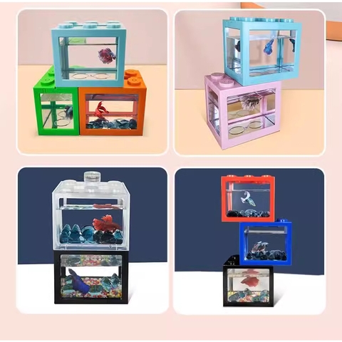 Hồ Cá Lego - Hộp Nhựa Lắp Ráp Có Thể Trang Trí Bàn Học, Bàn Làm Việc