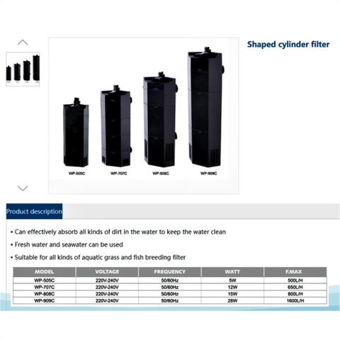 Máy Bơm Lọc chìm SOBO WP-505C WP-707C WP-808C WP-909C Chuyên Dụng cho các bể cá nhỏ hẹp