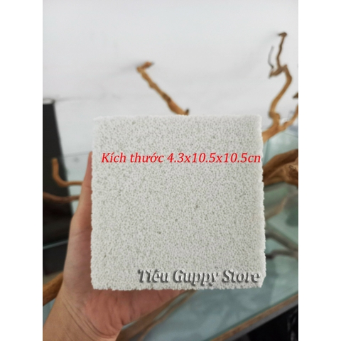 Sứ Vuông - Sứ Gạch Trắng - Sứ Tàu Hủ - Kích Thước 4.3x10.5x10.5cm - Vật liệu lọc cho hồ