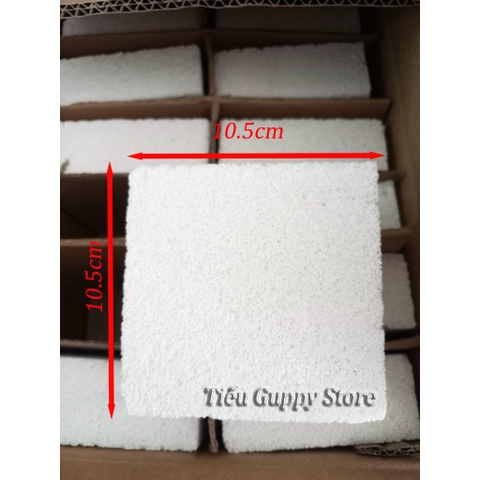 Sứ Vuông - Sứ Gạch Trắng - Sứ Tàu Hủ - Kích Thước 4.3x10.5x10.5cm - Vật liệu lọc cho hồ