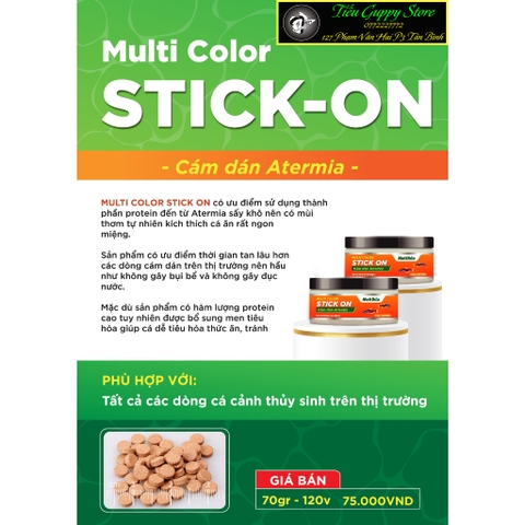 Cám Dán MULTIBIO Multi Color Stick On - Cám Dán Artemia giúp cá Tăng Màu và Tăng Trọng (Hộp 70gr - 120v)