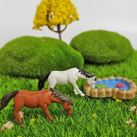 Mô Hình Ngựa Ăn Cỏ Trên Đồng Trang Trí Tiểu Cảnh, Terrarium, Bể cá Thủy Sinh (ZC-569)