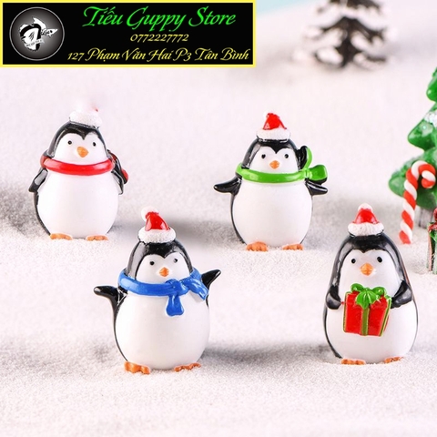 Mô Hình Chim Cánh Cụt, Noel, Giáng Sinh (ZC-335) - Tiểu Cảnh Trang Trí Chậu Sen đá, Hồ Cá, Bonsai, Terrarium