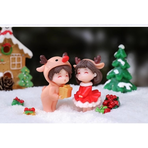 Phụ Kiện Tiểu Cảnh - Mô Hình Cặp Đôi Giáng Sinh (2 tượng) (ZC - 773) - Noel, Giáng Sinh - Tiểu Cảnh Trang Trí