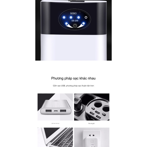 Máy Sủi Oxy Tích Điện SOBO SB168 - SB268, SB368, SB468 | Thích hợp sử dụng khi cúp điện, câu cá, di chuyển xa