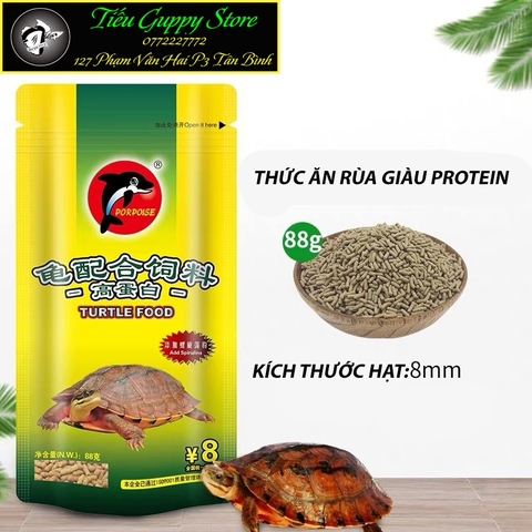 Cám Rùa PORPOISE gói 88gram - Thức Ăn Đầy Đủ Dinh Dưỡng Cho Rùa và Các Loài Bò Sát