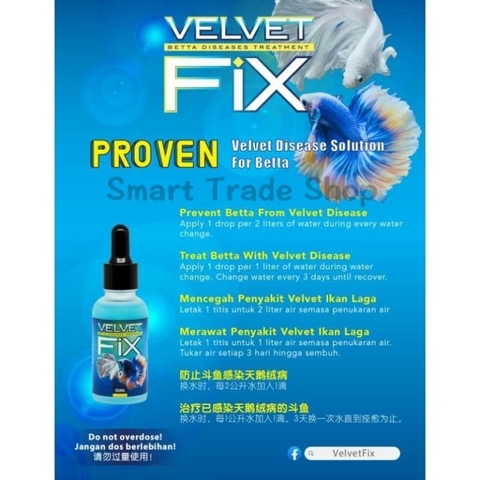 Velvet Fix - Dung Dịch Xử Lý và Phòng Nấm cho Cá Betta (chai 30ml)