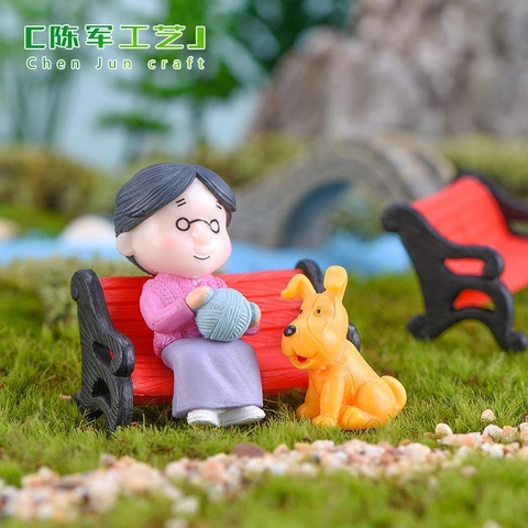 Phụ Kiện Tiểu Cảnh - Cặp Đôi Ông Bà Ngồi Ghế (ZC-822) - Tiểu Cảnh Trang Trí Chậu Sen đá, Hồ Cá, Bonsai, Terrarium