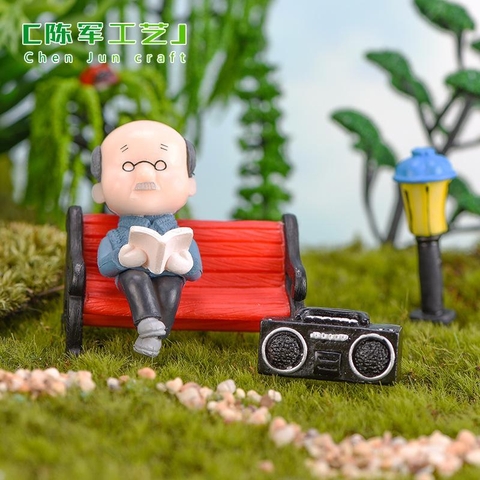 Phụ Kiện Tiểu Cảnh - Cặp Đôi Ông Bà Ngồi Ghế (ZC-822) - Tiểu Cảnh Trang Trí Chậu Sen đá, Hồ Cá, Bonsai, Terrarium