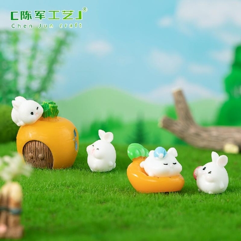 Phụ Kiện Tiểu Cảnh - Mô Hình Thiên Đường Thỏ Mini (ZC-138) - Tiểu Cảnh Trang Trí Chậu Sen đá, Hồ Cá, Bonsai, Terrarium