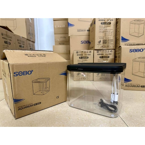 Hồ Cá Để Bàn Có Nắp, Tích Hợp Đèn và Lọc dùng dây USB, Ánh sáng đổi màu SOBO M-B05 và M-B06