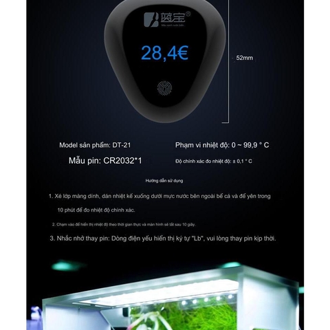 Nhiệt Kế Điện Tử Hồ Cá AquaBlue DT-21 | Đo chính xác chỉ bằng 1 cú chạm