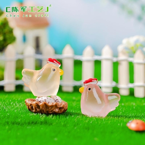 Phụ Kiện Tiểu Cảnh - Gà Mái, Gà Mẹ, Gà Dạ Quang (ZC-987) - Tiểu Cảnh Trang Trí Chậu Sen đá, Hồ Cá, Bonsai, Terrarium