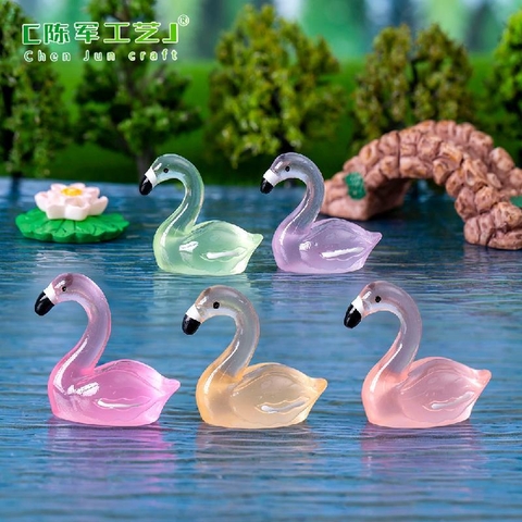 Phụ Kiện Tiểu Cảnh - Hồng hạc nhỏ dạ quang (ZC-1025) - Tiểu Cảnh Trang Trí Chậu Sen đá, Hồ Cá, Bonsai, Terrarium