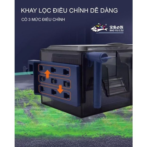 Máng Lọc Tràn Trên Kèm Máy Bơm BAOYU Cho Hồ Cá Cảnh, Thủy Sinh G-30, G50, G60 (Chưa có gồm VLL)
