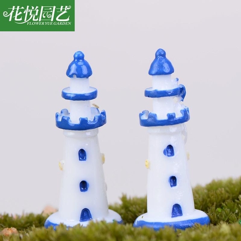 Phụ Kiện Tiểu Cảnh - Hải Đăng Trắng Xanh (ZC-674) - Tiểu Cảnh Trang Trí Chậu Sen đá, Hồ Cá, Bonsai, Terrarium