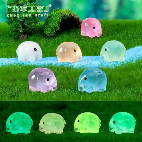 Phụ Kiện Tiểu Cảnh - Voi Con Dạ Quang (ZC-1072) - Tiểu Cảnh Trang Trí Hồ Cá, Bonsai, Terrarium