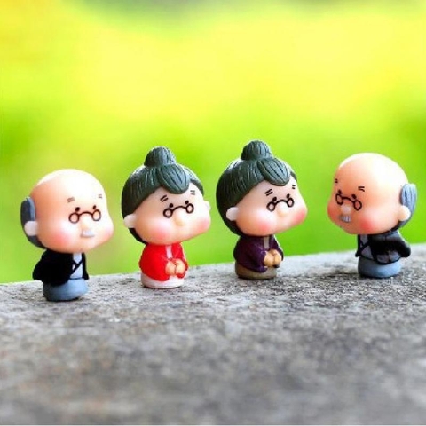 Mô Hình Cặp Đôi Ông Bà Mini (ZC-12) - Tiểu Cảnh Trang Trí Chậu Sen đá, Hồ Cá, Bonsai, Terrarium