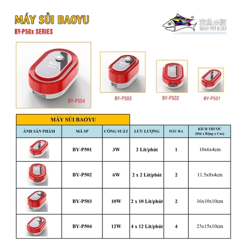 Máy Sủi Oxy Siêu Êm Baoyu By-P501 P502 P503 - Sủi êm và mạnh