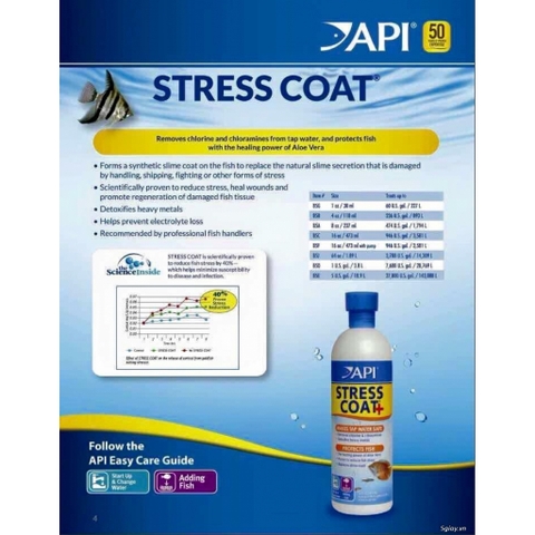 API STRESS COAT+ , Thần Dược cho cá cảnh. Giảm stress và khử kim loại nặng, phục hồi vết thương