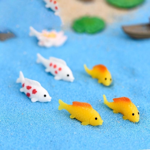 Phụ Kiện Tiểu Cảnh - Mô Hình Cá Koi, Hoa Sen, Lá Sen, Thuyền Tre (ZC-34) - Tiểu Cảnh Trang Trí