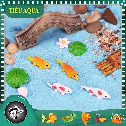 Phụ Kiện Tiểu Cảnh - Mô Hình Cá Koi, Hoa Sen, Lá Sen, Thuyền Tre (ZC-34) - Tiểu Cảnh Trang Trí