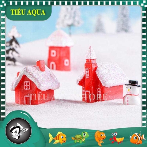 Phụ Kiện Tiểu Cảnh -Mô hình Nhà Tuyết Phủ (ZC-295) Noel, Giáng Sinh - Tiểu Cảnh Trang Trí Chậu Sen đá, Bonsai, Terrarium