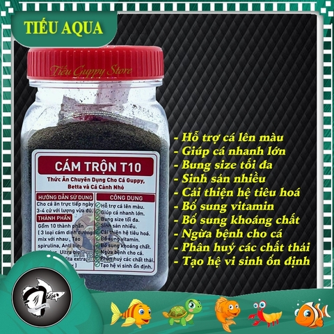 Cám Trộn T10 - Thức Ăn Đầy Đủ Dinh Dưỡng cho Cá Guppy, Betta và Các Loài Cá Thủy Sinh Khác