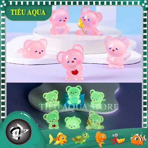 Phụ Kiện Tiểu Cảnh - Gấu con dạ quang, gấu hồng (ZC-1031)-Tiểu Cảnh Trang Trí Chậu Sen đá, Hồ Cá, Bonsai, Terrarium