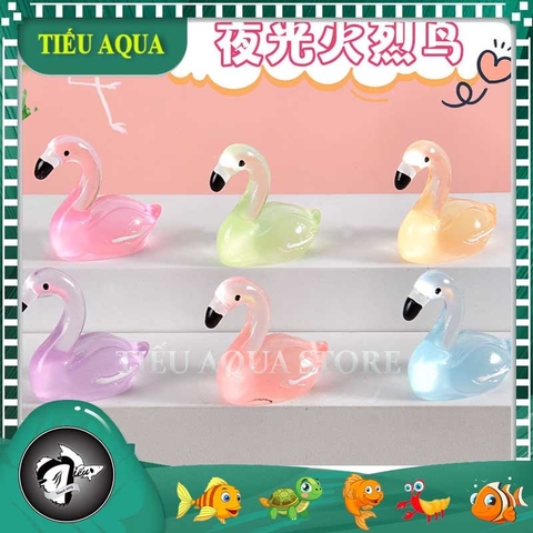 Phụ Kiện Tiểu Cảnh - Hồng hạc nhỏ dạ quang (ZC-1025) - Tiểu Cảnh Trang Trí Chậu Sen đá, Hồ Cá, Bonsai, Terrarium