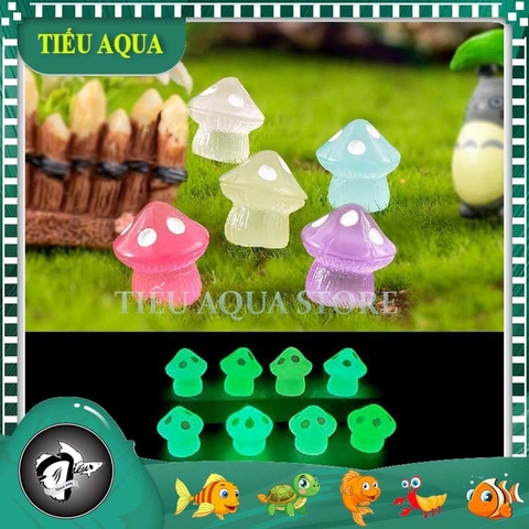 Phụ Kiện Tiểu Cảnh - Nấm Dạ Quang Nhiều Màu (ZC - 433) - Tiểu Cảnh Trang Trí Chậu Sen đá, Hồ Cá, Bonsai, Terrarium