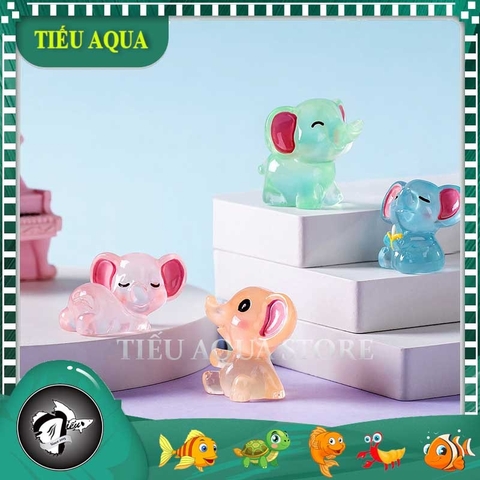 Phụ Kiện Tiểu Cảnh - Mô Hình Voi Nhỏ Dạ Quang (ZC-219) - Tiểu Cảnh Trang Trí Chậu Sen đá, Hồ Cá, Bonsai, Terrarium