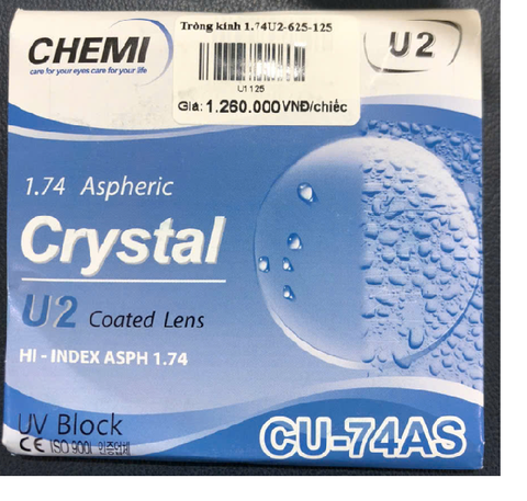 Tròng kính CHEMI U2 chiết suất 1.74