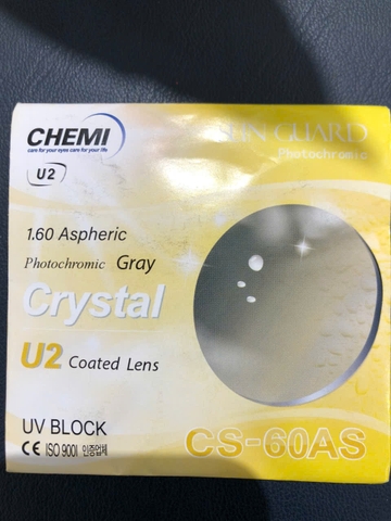 Tròng kính CHEMI U2 đổi màu chiết suất 1.60