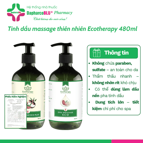Dầu Massage Eco - Eco Plus 480ml, Can 5 Lít – Dưỡng Ẩm, Thư Giãn, Dầu Nền Pha Tinh Dầu Cho Spa Dapharco