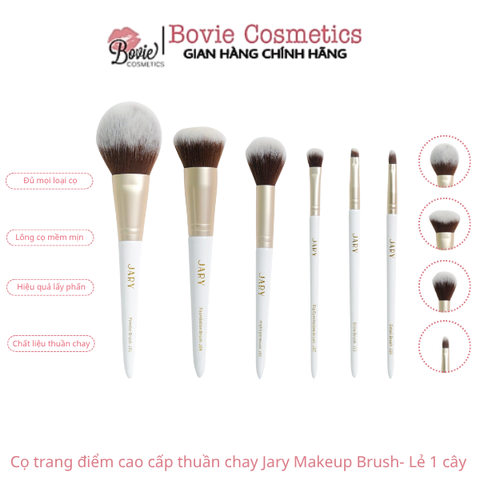 Cọ trang điểm Jary Makeup Brush, cọ tạo khối, cọ quét nền, cọ đánh mắt cao cấp thuần chay