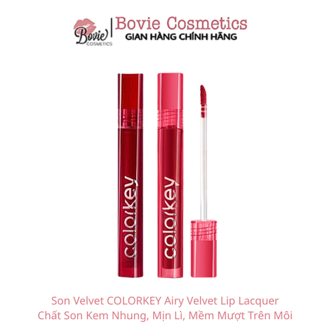 Son Kem Lì Mịn Mượt Colorkey Airy Velvet Lip Lacquer 3g
