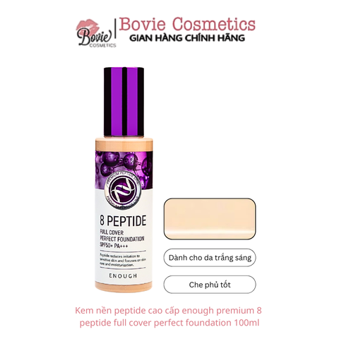 KEM NỀN PEPTIDE CAO CẤP ENOUGH PREMIUM 8 PEPTIDE FULL COVER PERFECT FOUNDATION 100ML