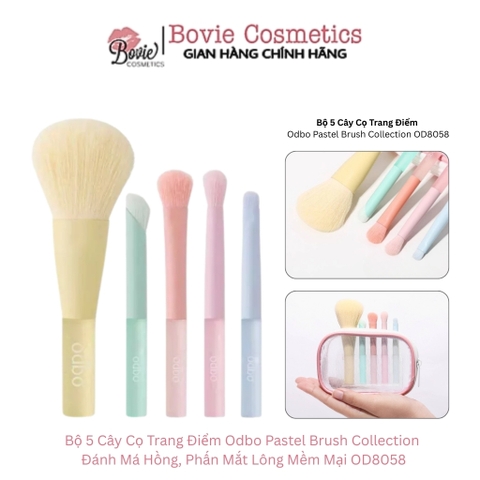 Bộ 5 Cây Cọ Trang Điểm Odbo Pastel Brush Collection Đánh Má Hồng, Phấn Mắt Lông Mềm Mại OD8058