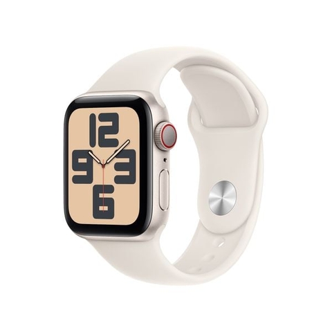 Đồng hồ Apple Watch SE 2024 GPS + Cellular 40mm Starlight (Vỏ Nhôm Dây Starlight Sport Band - S/M) (MXGJ3SA/A)