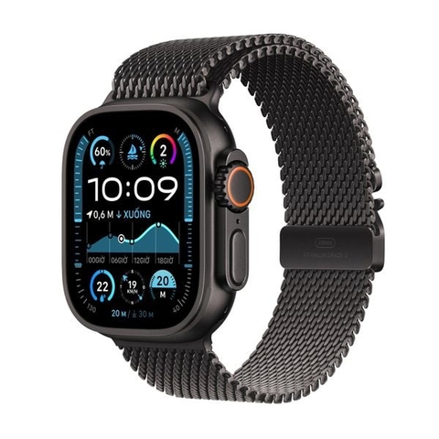 Đồng hồ Apple Watch Ultra 2 2024 GPS + Cellular 49mm Black Titanium (Vỏ Thép Dây Black Titanium Milanese Loop - S) (MX4W3VN/A)