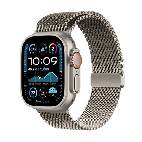 Đồng hồ Apple Watch Ultra 2 2024 GPS + Cellular 49mm Natural Titanium (Vỏ Thép Dây Natural Milanese Loop - M) (MX5R3VN/A)