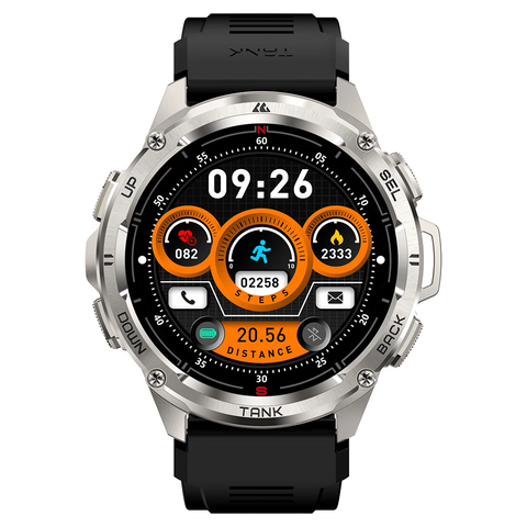 Đồng hồ Kospet Tank T3 Ultra GPS 49mm Bluetooth (Vỏ Thép Dây Silicon) - Bạc