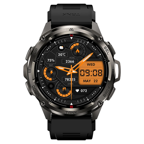 Đồng hồ Kospet Tank T3 Ultra GPS 49mm Bluetooth (Vỏ Thép Dây Silicon) - Đen