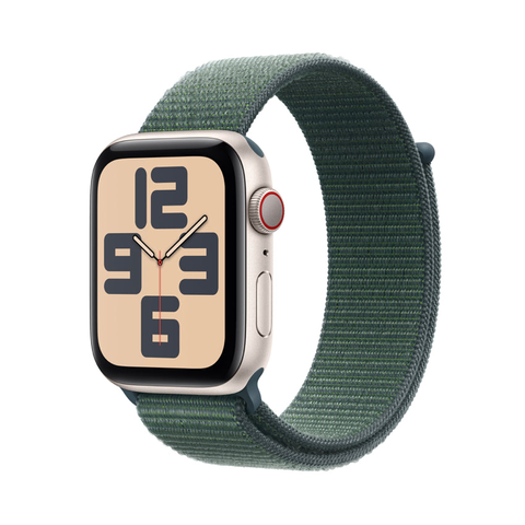 Đồng hồ Apple Watch SE 2024 GPS + Cellular 44mm Starlight (Vỏ Nhôm Dây Lake Green Sport Loop) (MXGV3SA/A)