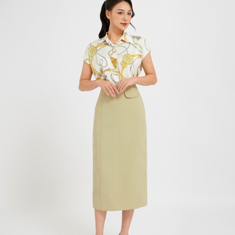 Chân váy nữ ôm suông nắp túi 24CH36, Blessing
