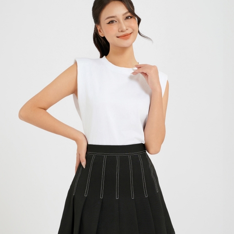 Chân váy nữ ngắn xếp ly diễu chỉ 24THP13, Blessing