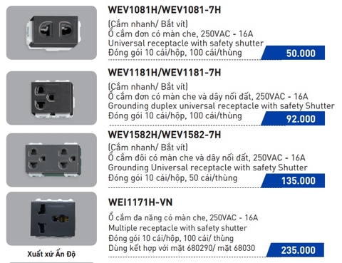 WEV1582H - Ổ cắm đôi 3 chấu Panasonic, Dòng Wide, Màu đen